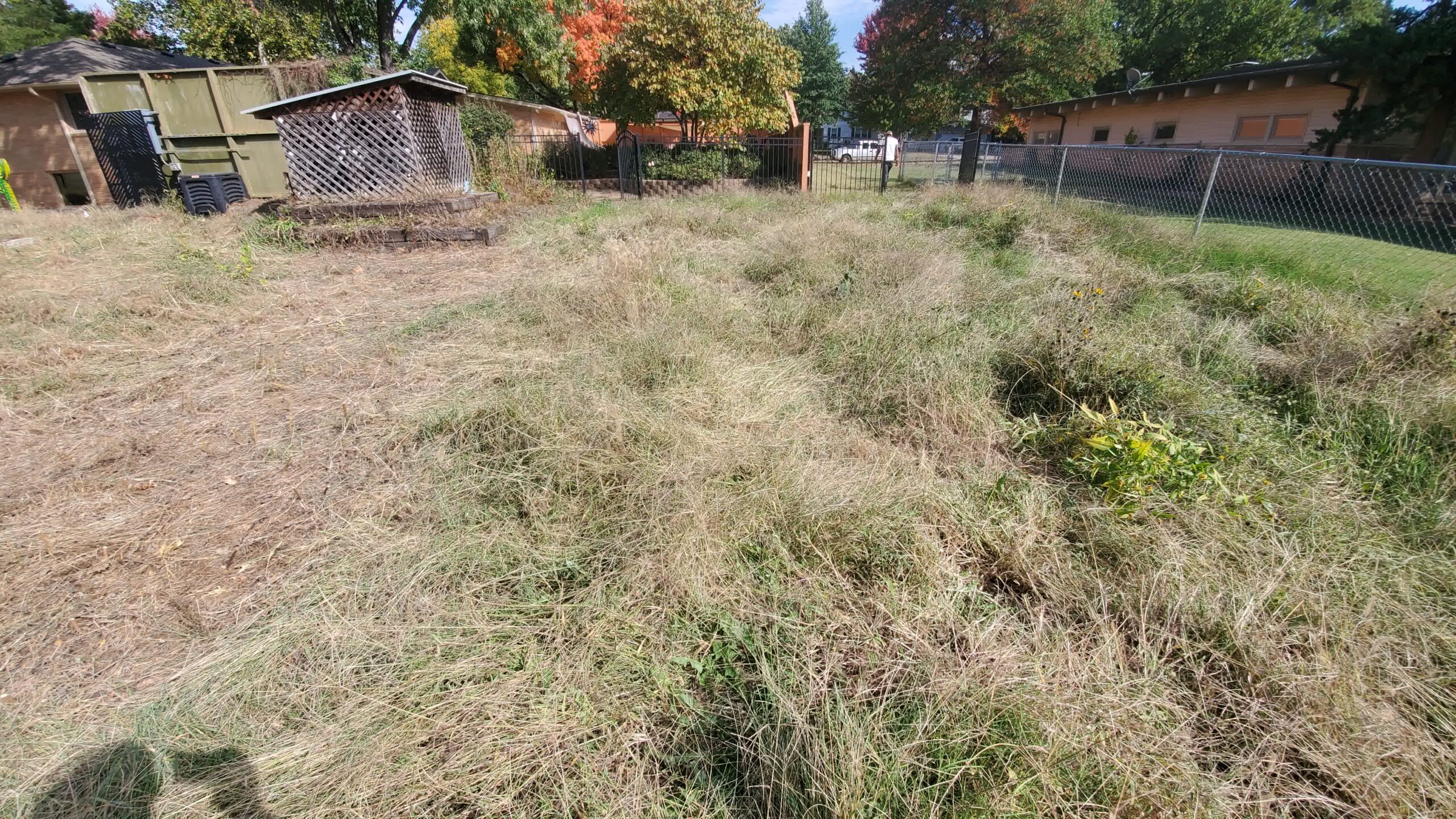 Preparing to clear the area for winter sod growth.